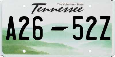 TN license plate A2652Z