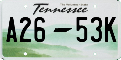 TN license plate A2653K