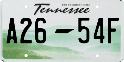 TN license plate A2654F