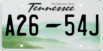 TN license plate A2654J