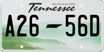 TN license plate A2656D