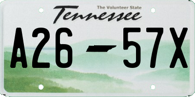 TN license plate A2657X