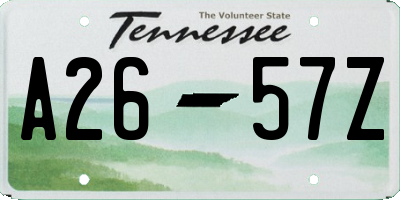 TN license plate A2657Z
