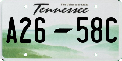 TN license plate A2658C