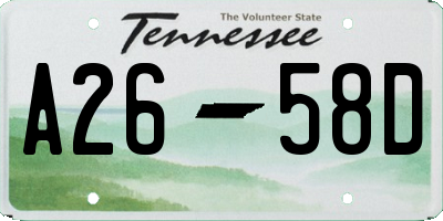 TN license plate A2658D
