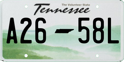 TN license plate A2658L
