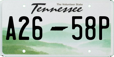 TN license plate A2658P