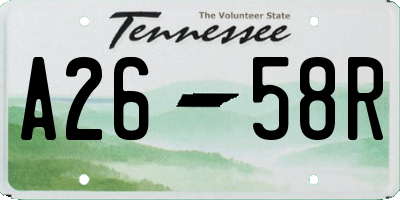 TN license plate A2658R