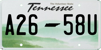 TN license plate A2658U