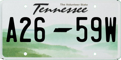 TN license plate A2659W