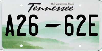 TN license plate A2662E