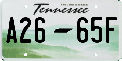 TN license plate A2665F