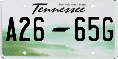 TN license plate A2665G