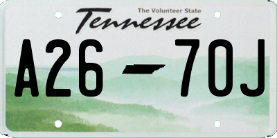 TN license plate A2670J