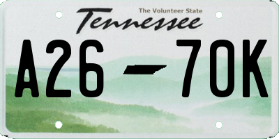 TN license plate A2670K