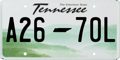 TN license plate A2670L