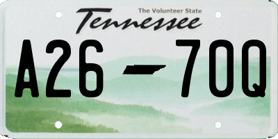 TN license plate A2670Q