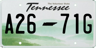 TN license plate A2671G