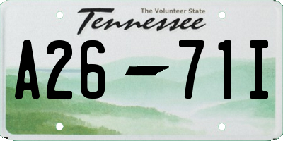 TN license plate A2671I