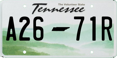 TN license plate A2671R
