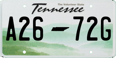 TN license plate A2672G