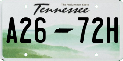 TN license plate A2672H