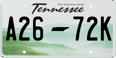 TN license plate A2672K