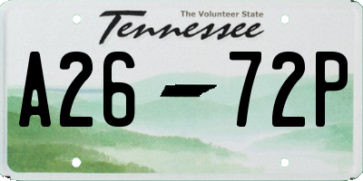 TN license plate A2672P