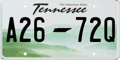 TN license plate A2672Q