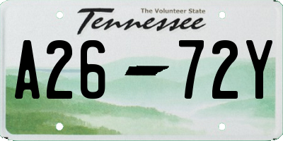 TN license plate A2672Y