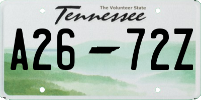 TN license plate A2672Z