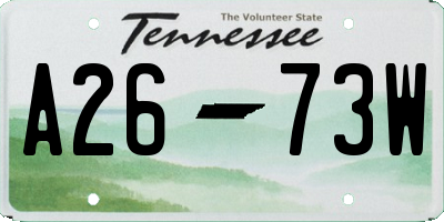 TN license plate A2673W