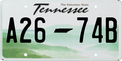 TN license plate A2674B