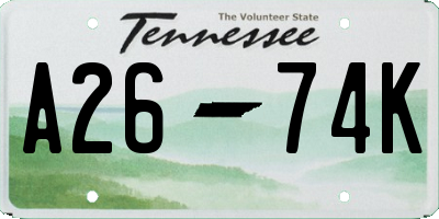 TN license plate A2674K