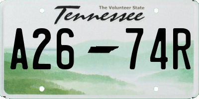 TN license plate A2674R