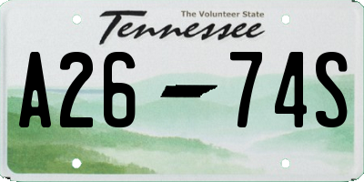 TN license plate A2674S