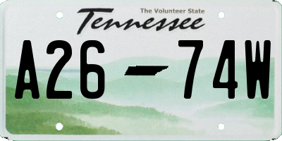 TN license plate A2674W