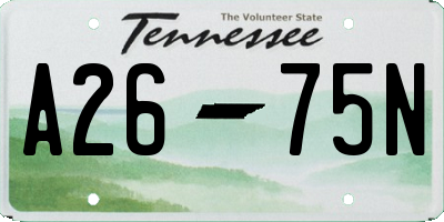 TN license plate A2675N