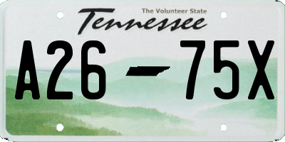 TN license plate A2675X