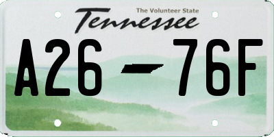 TN license plate A2676F