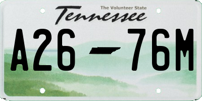 TN license plate A2676M