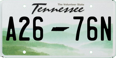 TN license plate A2676N