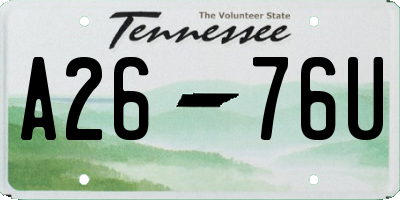 TN license plate A2676U