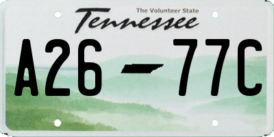 TN license plate A2677C