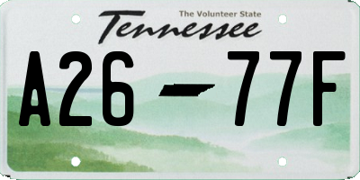 TN license plate A2677F