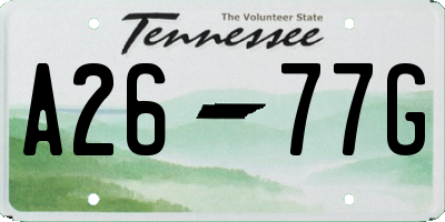 TN license plate A2677G