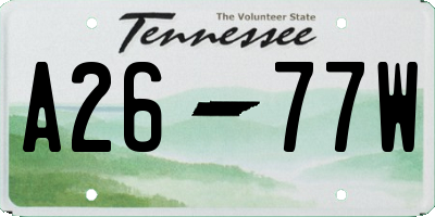 TN license plate A2677W