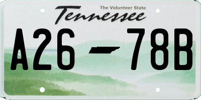 TN license plate A2678B