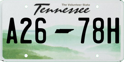 TN license plate A2678H