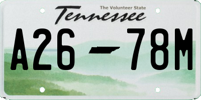 TN license plate A2678M